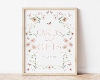 Cards and Gifts Sign, Butterflies Cards Sign, Gifts Table Sign, Books and Cards Sign, Floral Cards and Gifts, TEMPLETT, WLP-BUT 5817