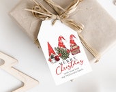 Christmas Gnomes Tag, Holiday Gnomes Gift Tag, Christmas Tag Template,2x3.5 quot Printable Favor Tags, Teacher Gift Tag, TEMPLETT, WLP-CHT 3777