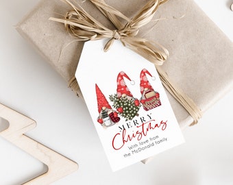 Christmas Gnomes Tag, Holiday Gnomes Gift Tag, Christmas Tag Template,2x3.5"  Printable Favor Tags, Teacher Gift Tag, TEMPLETT, WLP-CHT 3777