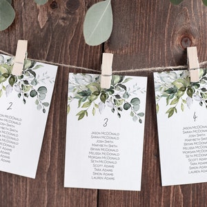Wedding Seating Chart Template, Greenery Table Seating Cards, Find You Seat Sign, Printable Seating Plan, DIY Instant Download, WLP-HER 1579