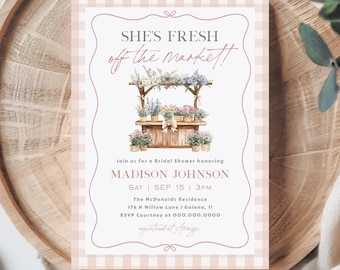 She's Fresh Off the Market Bridal Shower Invitation, Flower Stand Bridal Invitation, Bridal Shower Invitation, Edit w TEMPLETT, WLP-MAR 8530