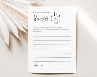 Minimalist Wedding Bucket List Game, Bucket List for Bride and Groom Card, Editable Text, Edit with TEMPLETT, WLP-SIL 5417