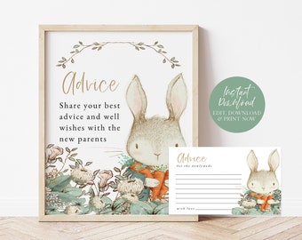 BABY SHOWER GAME WORDS OF WISDOM FOR MUMMY MOMMY BEATRIX POTTER PETER RABBIT 