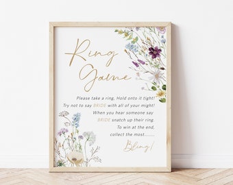 Wildflower The Ring Game, Bridal Shower Game Sign, Bridal Shower Sign, Bridal Ring Game, Ring Game Sign, Edit with TEMPLETT, WLP-PRW 5323