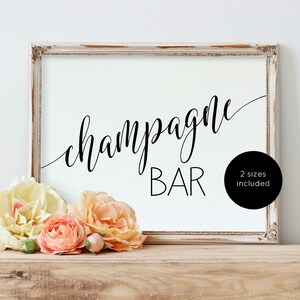 Champagne Bar Sign, Wedding Bar Sign Template, Bar Sign Printable, 5x7, 8x10, Instant Download, Wedding Sign, WLP811