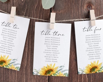 Sunflower Sitzplan Karten, Sitzplan Hochzeit, Sitzplan Herbst, Sitzordnung, Bearbeiten mit TEMPLETT, WLP-SUU 3253