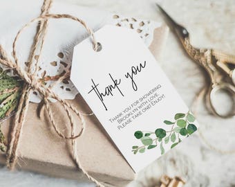 Greenery Favor Tag Template, Thank You Tag Printable, Instant Download, TEMPLETT, Greenery Thank You Tag, Baby Shower Tag, WLP-TWI 673