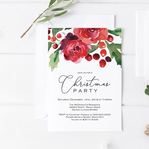 Christmas Party Invitation, Printable Christmas Invitation Template, Instant Download, Edit with TEMPLETT, WLP1054