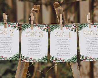Christmas Seating Chart Cards, Holiday Seating Chart Wedding, Printable Seating Plan, Templett Seating Cards, 2 Sizes, WLP-RHO 7686