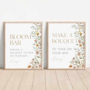 Wildblumen Blume Bar Schilder, Bouquet Bar Schild, machen Sie ein Bouquet Zeichen, Blumen Bar Schild, Dusche Schild druckbar, TEMPLETT, WLP-FWI 5355