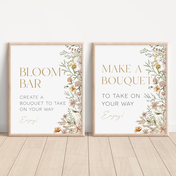 Wildflower Flower Bar Signs, Bouquet Bar Sign, Make a Bouquet Sign, Flower Bar Sign, Shower Sign Printable, TEMPLETT, WLP-FWI 5355