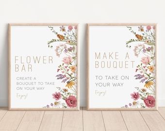 Wildflower Flower Bar Signs, Bouquet Bar Sign, Make a Bouquet Sign, Flower Bar Sign, Shower Sign Printable, TEMPLETT, WLP-WIL 5264