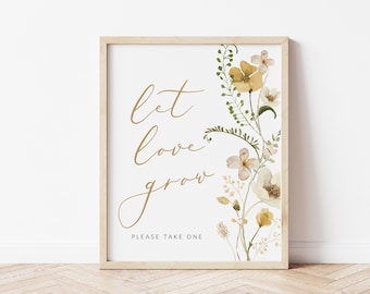 Wildflower Let Love Grow Sign, Wedding Favors Sign, Wedding Sign Template, 8x10, Favor Sign, Wedding Printable, TEMPLETT, WLP-GWI 5104
