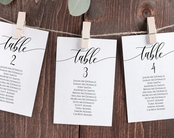 Seating Chart Cards, Table Seating Chart, Wedding Seating Cards, Script Seating Cards, 2 Sizes, Vertical & Horizontal, TEMPLETT, WLP-SOU 914