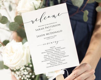 Wedding Program Template, Wedding Program Printable, Welcome Rustic Program, Wedding Program Fan, Edit with TEMPLETT, 5x7, WLP-SCR 4313