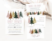 Christmas Baby Shower Invitation, Baby Shower Bundle, Baby Shower Invitation Set, Books for Baby Card, Diaper Raffle, TEMPLETT, WLP-PCH 3867