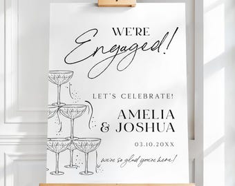 We're Engaged Welcome Sign, Engagement Party Welcome Poster, Champagne Engagement Party Sign, Edit with TEMPLETT, WLP-SAL 8486