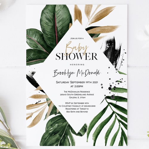 Tropical Baby Shower Invitation Printable Baby Shower Etsy