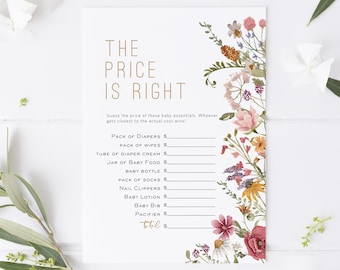 Wildflower Price is Right Game, Baby Shower Game, Printable The Price is Right, Floral Baby Printable Game, TEMPLETT, WLP-WIL 4693