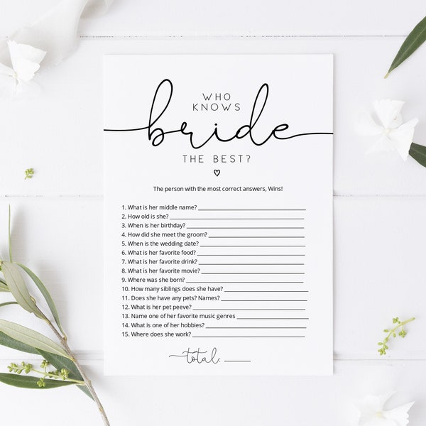How Well Do You Know the Bride? - Etsy
