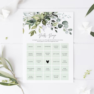 Bingo nupcial de vegetación, juego de despedida de soltera de vegetación, tarjetas de bingo imprimibles, tarjeta de bingo editable, editar con TEMPLETT, WLP-HER 3381