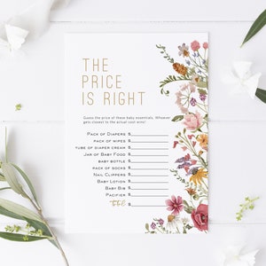 Wildflower Price is Right Game, Baby Shower Game, Printable The Price is Right, Floral Baby Printable Game, TEMPLETT, WLP-WIL 4693