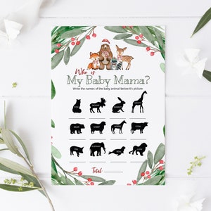 Baby Tiernamen Babypartyspiel, Weihnachten-Babypartyspiele, Waldspiel, Bearbeiten mit TEMPLETT, Weihnachten-Babyparty, WLP-WCH 3765