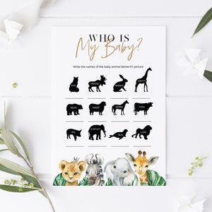Baby Animal Names Baby Shower Game, Jungle Baby Shower Games, Baby Animals Game, Edit with TEMPLETT, Jungle Safari, WLP-SAF 3149