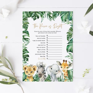 Jungle Price is Right Game, Safari Baby Shower Game, Printable The Price is Right, Jungle Baby Shower Game, TEMPLETT, WLP-SAF 3310