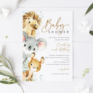 Austalian Animals Baby Shower Invitation, Australian Animals Invitation, Koala, Kangaroo, Editable Invitation, TEMPLETT, WLP-AUA 4288