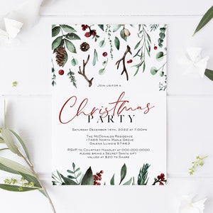 Christmas Invitation Printable, Holiday Invitation, Christmas Party Invitation, Instant Download, Edit with TEMPLETT, WLP-CDR 2076