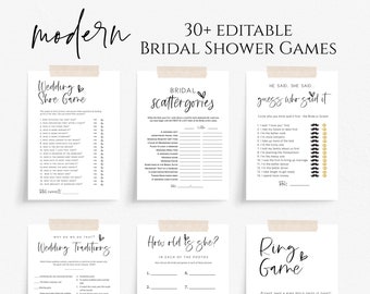 Minimalist Bridal Shower Game Bundle, Bridal Shower Games, Games Bundle, Customize Bridal Shower Games, Edit with TEMPLETT, WLP-SIL 5333