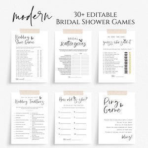 Minimalist Bridal Shower Game Bundle, Bridal Shower Games, Games Bundle, Customize Bridal Shower Games, Edit with TEMPLETT, WLP-SIL 5333