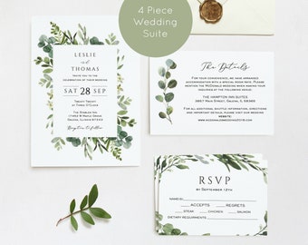Greenery Wedding Invitation Template, Printable Wedding Invitation, Templett Wedding Invitation, Instant Download, WLP-WRE 1167