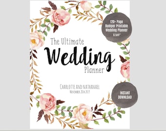 Wedding Planner, Printable Wedding Planner, Wedding Binder, DIY planning organizer, 8.5x11" Instant Download PDF