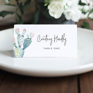 Cactus Place Card Template, Blush Cactus Card Printable, Seating Card, Name Card, Instant Download, Edit with TEMPLETT, WLP-CAT 2318