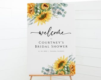 Sunflower Welcome Sign Poster, Shower Welcome Sign, Fall Welcome Sign Template, Instant Download, Edit with TEMPLETT, WLP-SUU 3265