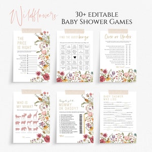 Wildflower Baby Shower Game Bundle, Baby Shower Games, Games Bundle, Customize Baby Shower Games, Edit with TEMPLETT, WLP-WIL 5331