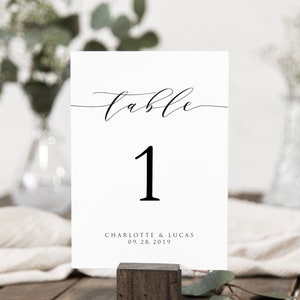 Wedding Table Numbers Printable, Calligraphy Table Numbers Template, Reception Table Numbers, Edit with TEMPLETT, 5x7, 4x6, 3x5" WLP-SCR 696