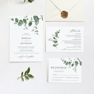 Eucalyptus Wedding Invitation Suite, Eucalyptus Wedding Invitation, Greenery Wedding Suite, Templett Wedding Invitation, WLP-EUU 2774