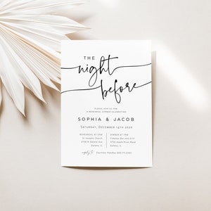 Wedding Rehearsal Invitation, Calligraphy Wedding Rehearsal Template, Rehearsal Dinner Invitation, The Night Before, TEMPLETT, WLP-PAL 6783