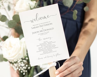 Wedding Program Template, Wedding Program Printable, Welcome Rustic Program, Wedding Program Fan, Edit with TEMPLETT, 5x7, WLP-FAA 2504