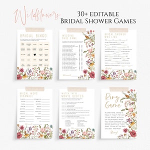 Wildflower Bridal Shower Game Bundle, Bridal Shower Games, Games Bundle, Customize Bridal Shower Games, Edit with TEMPLETT, WLP-WIL 5332