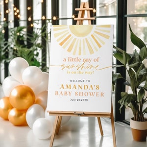 Sun Welcome Sign Poster, Shower Welcome Sign, Sunshine Welcome Sign Template, Instant Download, Edit with TEMPLETT, WLP-SSU 7508