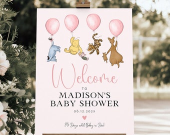 Winnie the Pooh Welcome Sign, Pooh Baby Welcome Poster, Classic Pooh Baby Shower Welcome, Poster Welcome sign, TEMPLETT, WLP-POH 8205