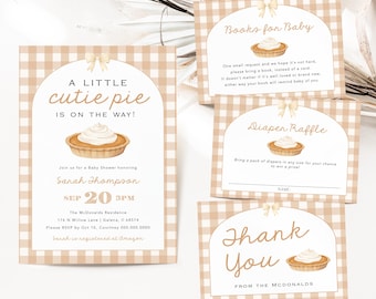 A Little Cutie Pie Baby Shower Invitation Bundle , Fall Baby Shower Invitation, Pie Theme Baby Shower Invitation, TEMPLETT, WLP-PIE 8555