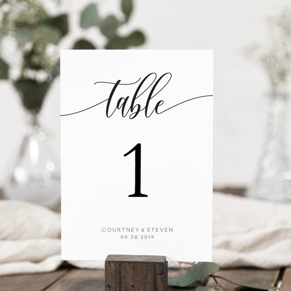 Wedding Table Numbers Printable, Table Numbers Template, Calligraphy Table Numbers, 5x7, 4x6, 3x5, Edit with TEMPLETT, WLP-SOU 690