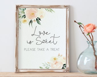 Love is Sweet Sign, Blush Love is Sweet Sign, Shower Favor Sign, Wedding Signage, 5x7, 8x10, TEMPLETT, WLP-BLU 1104