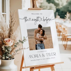 Photo Rehearsal Dinner Welcome Sign, The Night Before Wedding Poster, Rehearsal Dinner Poster Template, TEMPLETT, WLP-PAL 8483