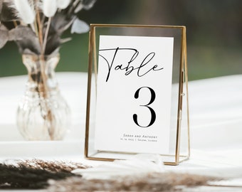 Numéros de table de mariage minimalistes, numéros de table modernes, numéros de table Templett, numéros de table de réception, 5x7, 4x6, 3x5, WLP-SAL 5492